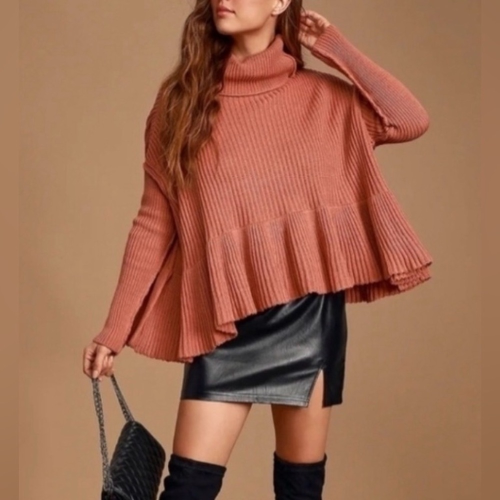 Free People Layer Cake Sweater Rusty Rose Sz S